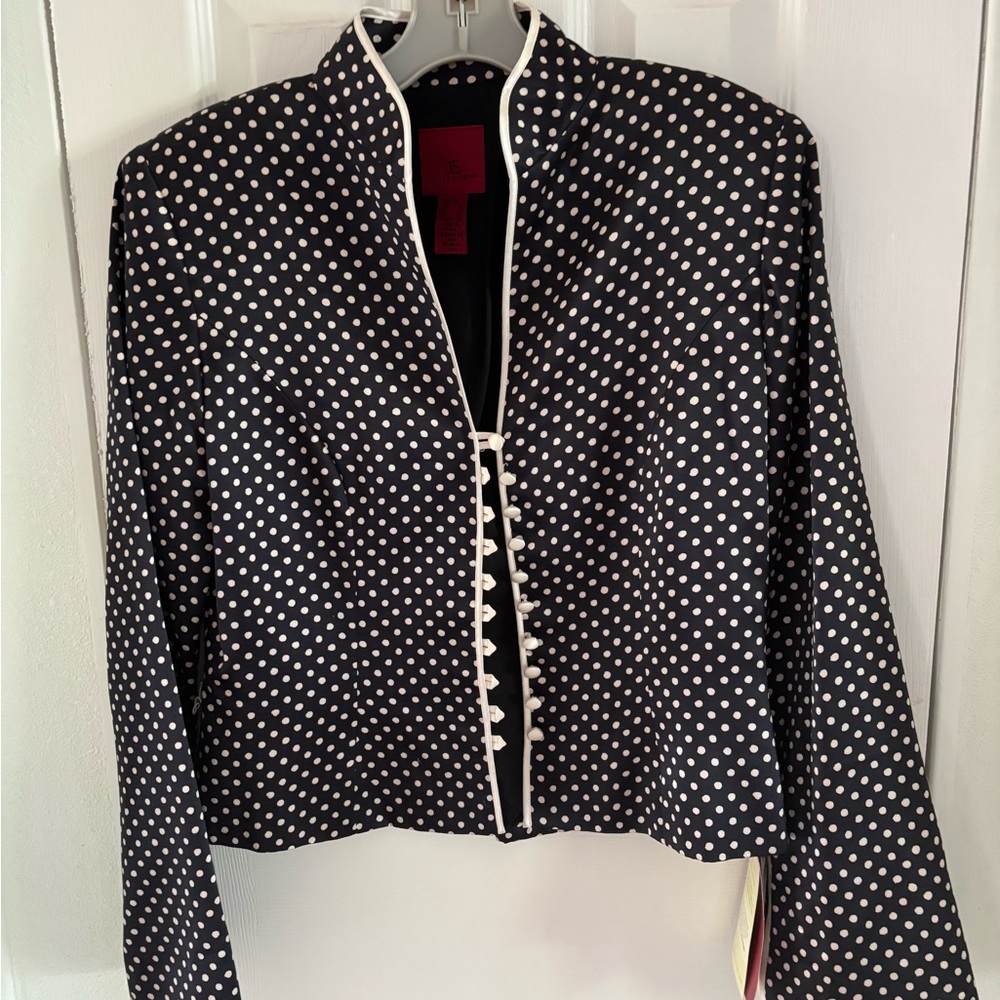 Elegant Black and White Polka Dot Women's Jacket